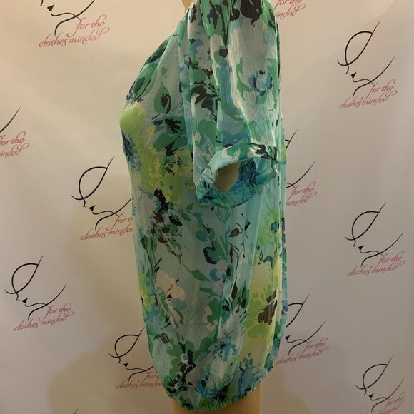 St. John's Bay. Size PL. Chiffon PinTucks Blouson Blouse. Raglan Sleeve. B84. - Picture 3 of 6